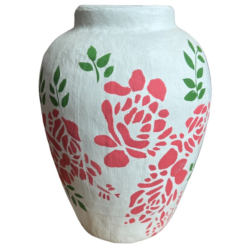 Rare! Vtg Isabelle de Borchgrave Paper-Mache Vase Marshall Fields Glass Insert - Picture 3 of 7